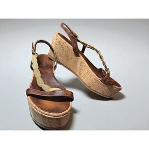 Genuine MAKIS KOTRIS handmade Wedge Platform Greek Sandals Women's Sz 7 eu 38